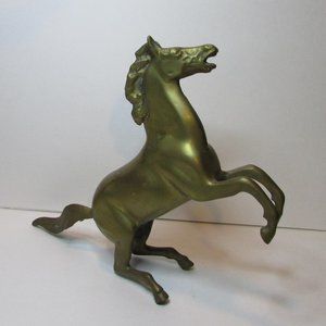 Brass horse running galloping statue figure farm equestrian decor
